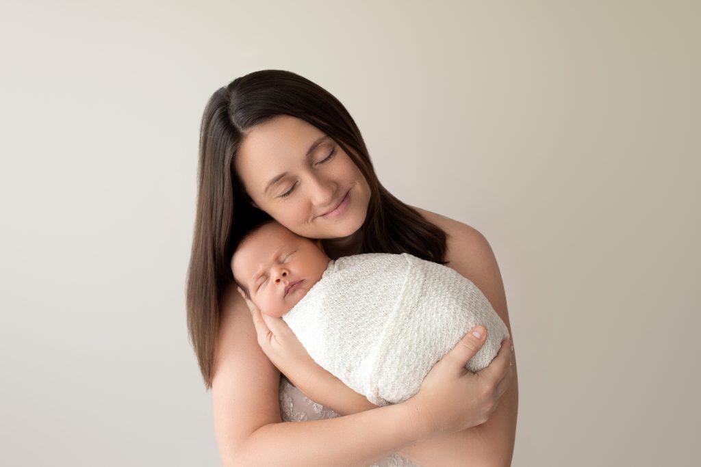 Mommy and Me Newborn Photo with Baby Boy