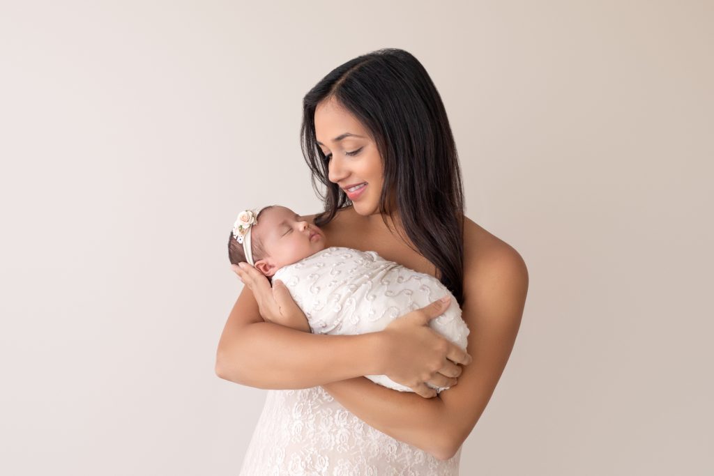 Mommy and Me Newborn Photo with Baby Girl