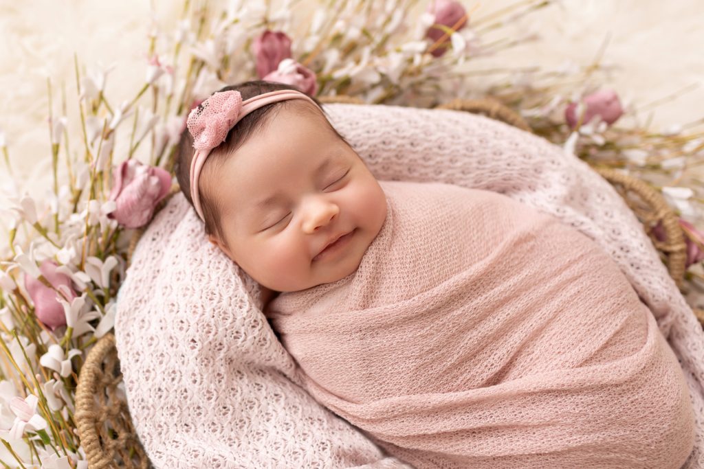 Newborn Baby in Basket Portrait Gainesville, FL