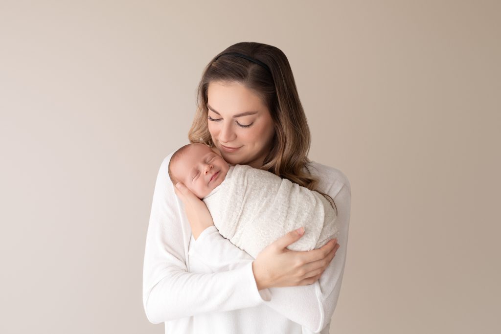 Mommy and Me Newborn Photo with Baby Boy