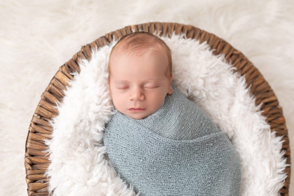 Newborn Baby in Basket Portrait Gainesville, FL