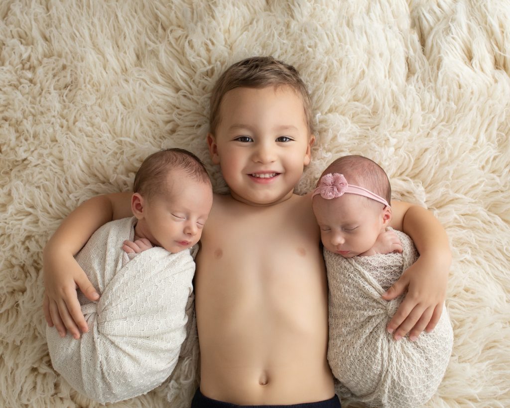 Newborn Twins Portrait with Big Brother Andrea Sollenberger Photography