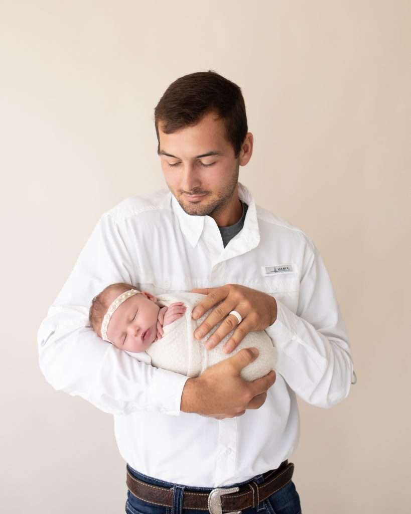 Newborn Baby Girl with Daddy Professional Portrait