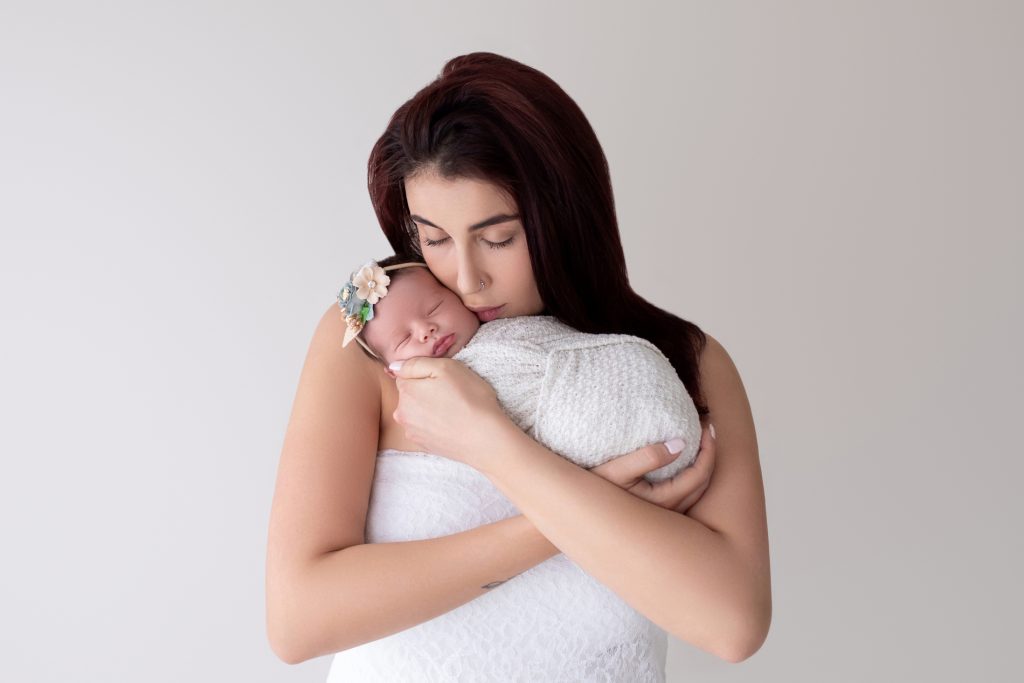 Mommy and Me Newborn Photo with Baby Girl